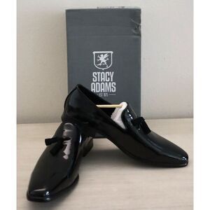 Stacy Adams Men's Sz 11.5M Black Patent Phoenix Tassel Slip-On Loafers